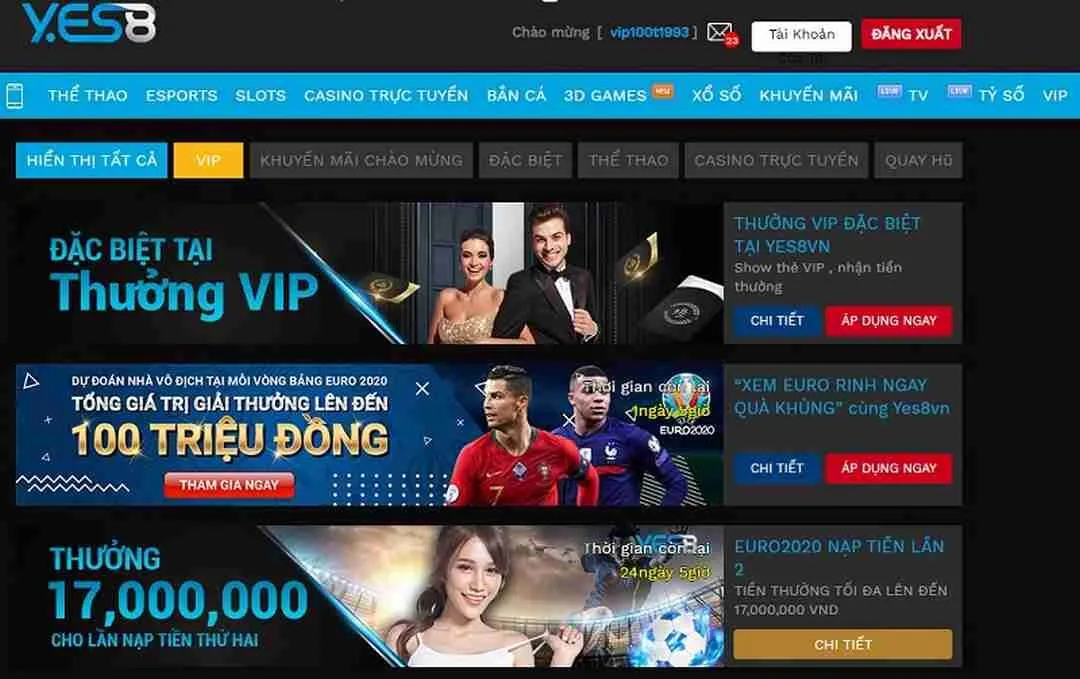 YES8VN - Trải nghiệm thế giới giải trí khủng hàng đầu 3 Đón chờ những khuyến mãi mới nhất cùng YES8VN